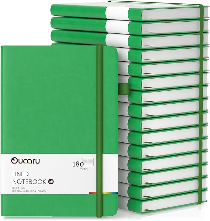 Oucaru Lined Journal Notebook, 16 Pack, 180 Pages, A5 Journals by Oucaru