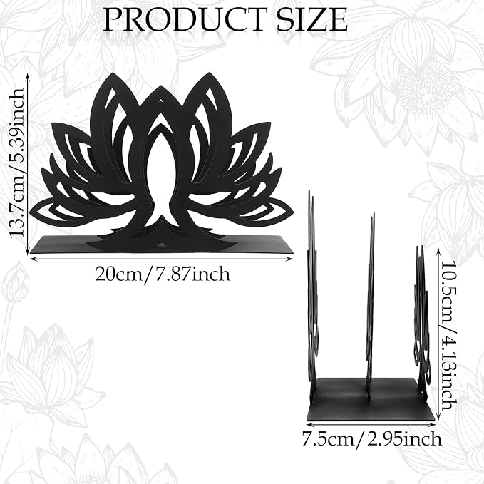Lotus Desktop Mail Organizer Lotus Shaped Mail Holder Countertop Black Metal - Image 2