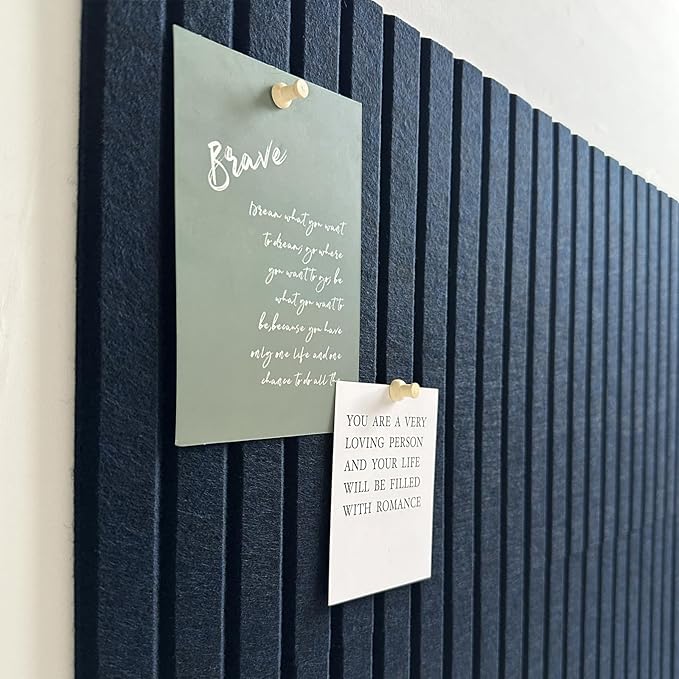 Large Cork Board for Office,8 Pack Felt Wall Tiles with Slat Wall Paneling,Felt Bulletin Board Pin Board Cork Boards for Walls - Dark Blue-DeskLoop Office