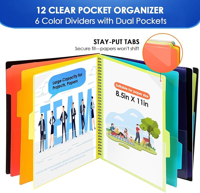 KTRIO 12 Pocket Project Organizer, Letter Size Spiral Binder, Letter Size Fit - Image 2