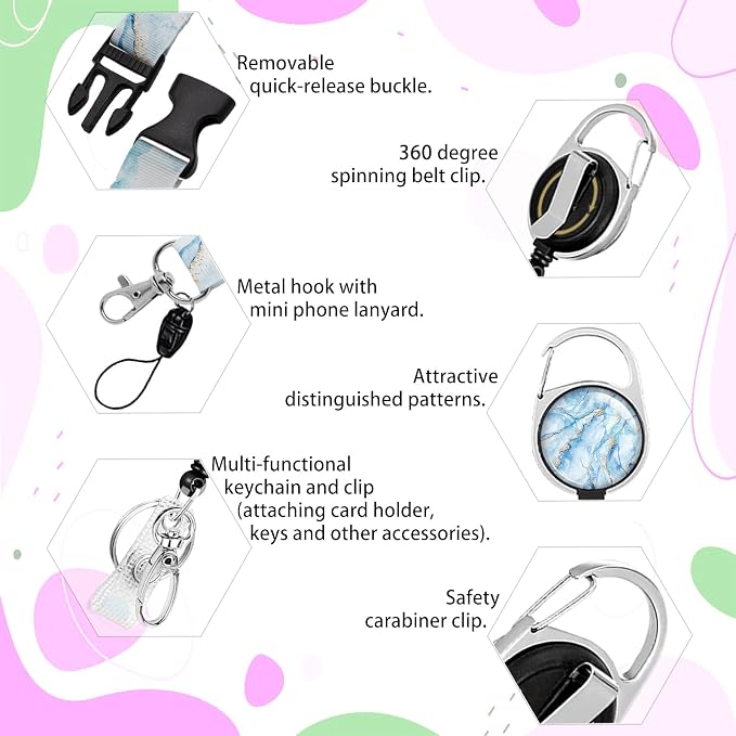 ID Badge Holder with Lanyard, Retractable ID Badge Card Holders Detachable Neck - Image 5