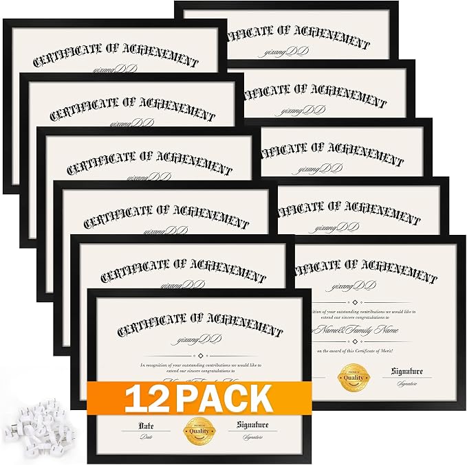 YixangDD 12 Pack Certificate Frames 8.5 x 11, College Diploma Frame by YixangDD