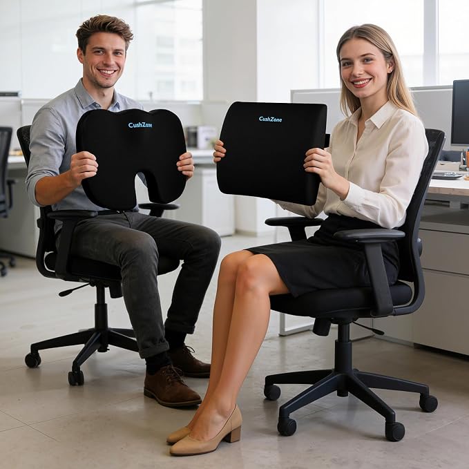 CushZone Ergonomic Seat Cushion & Lumbar Support Pillow - Image 7