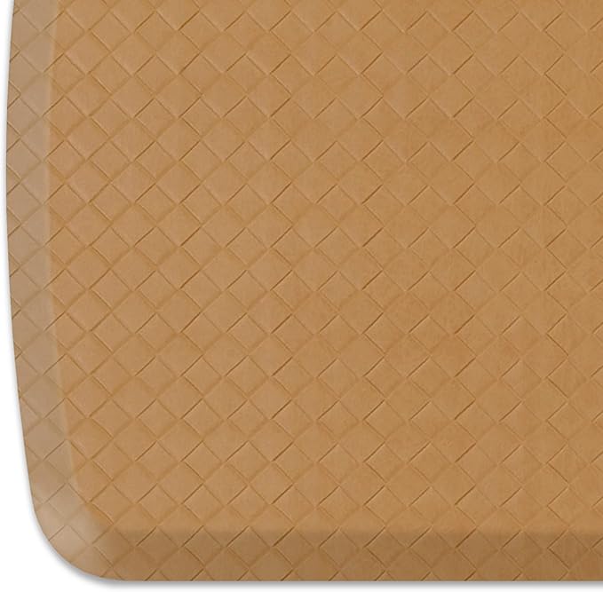 GelPro Elite Premier Gel & Foam Anti-Fatigue Kitchen Floor Comfort Mat, 20" x 48", Basketweave Khaki-DeskLoop Office