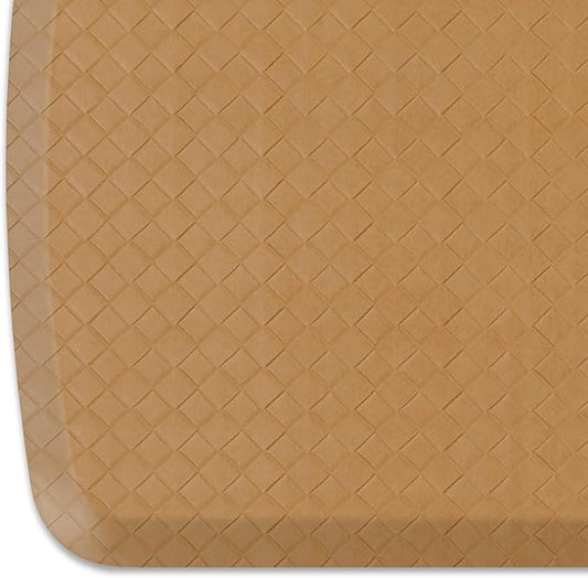 GelPro Elite Premier Gel & Foam Anti-Fatigue Kitchen Floor Comfort Mat, 20" x 48", Basketweave Khaki-DeskLoop Office