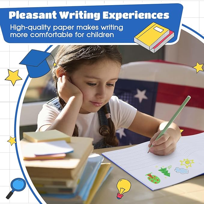 Henoyso 12 Pcs Primary Composition Notebook K-2 9 3/4 x 7 1/2 Inch Primary Journal, Back to School Supplies, Bulk Blank Writing Book for Kid to Write Draw Journal 60 Page Notebooks (Royal Blue)-DeskLoop Office