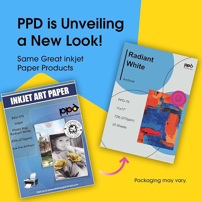 PPD Inkjet Photo Rag Fine Art Giclee Archival Radiant White Paper 11x17" 72lbs - Image 2
