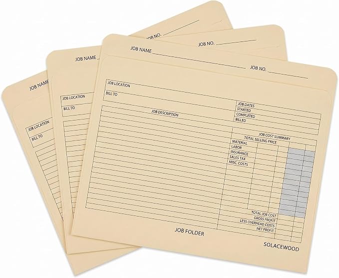 Classic Manila File Jacket 9.85" x 12.8" Job Folders Heavy Duty by SolaceWood