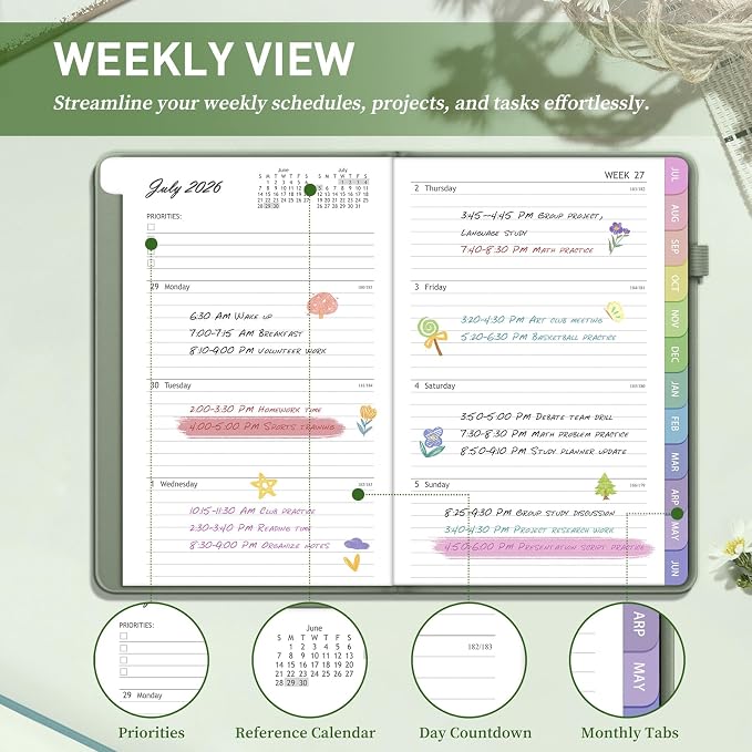Academic Planner 2026-2027, Weekly and Monthly Academic Year Calendar Planner - Image 4
