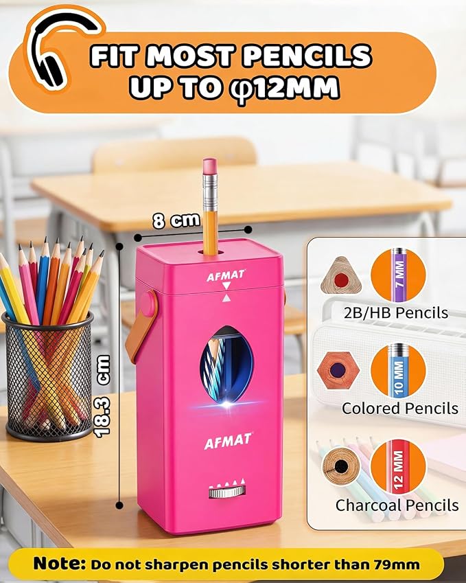 AFMAT Electric Pencil Sharpener, Fully Automatic Pencil Sharpener - Image 3
