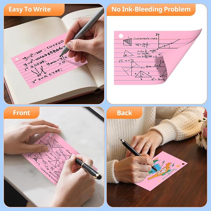 Index Cards 3x5 Inches, Punched Lined Study Card Ruled Flashcards Notecards - Image 3