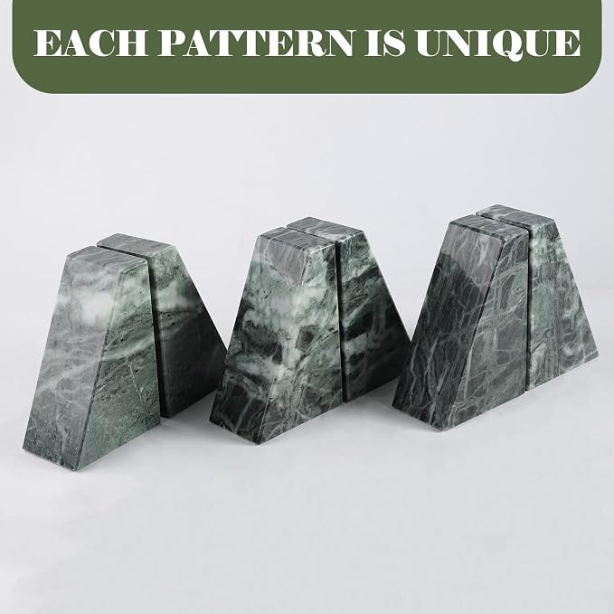 Karibiber Marble Bookends for Heavy Books, Decorative Bookends for Shelves - Image 6