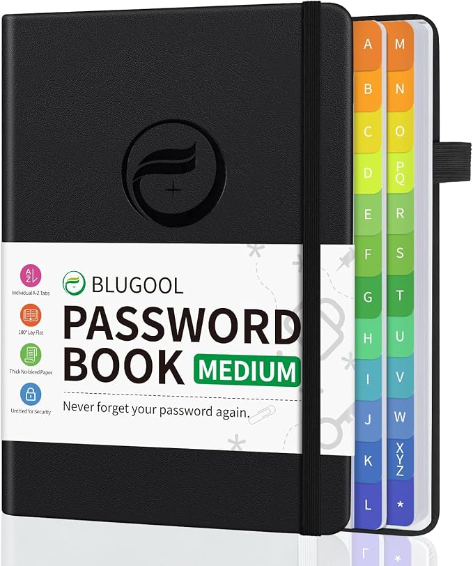 Blugool Password Book with Alphabetical Tabs, Password Keeper Book by Blugool