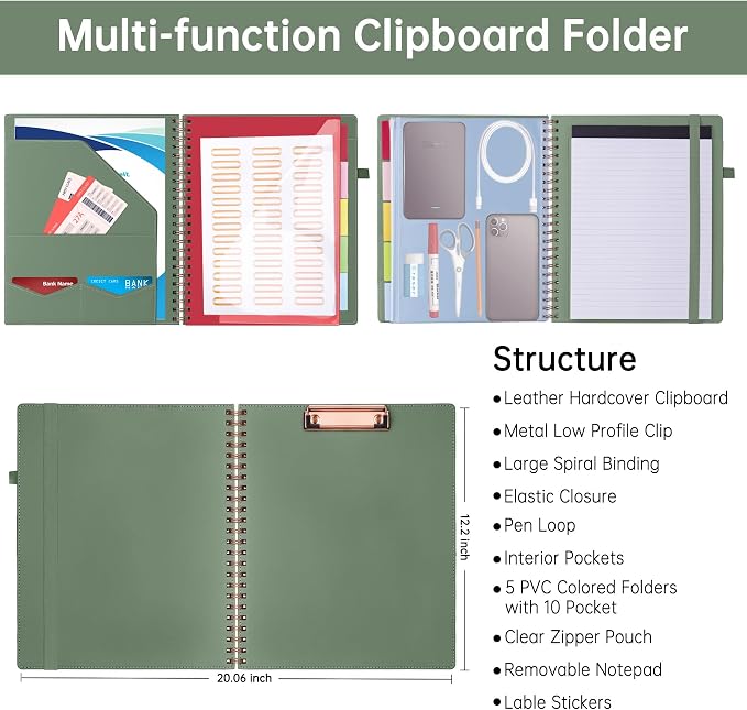 HAUTOCO Spiral Leather Clipboard Folio - Image 2