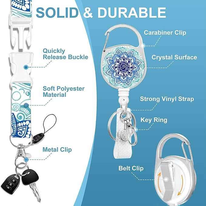 Badge Lanyard and ID Badge Holder, Retractable Badge Reels - Image 3