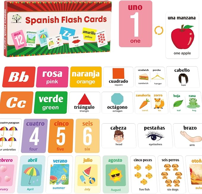 Ceiba Tree Spanish Flash Cards 100 English to Spanish Bilingual Flashcards by ceibatree