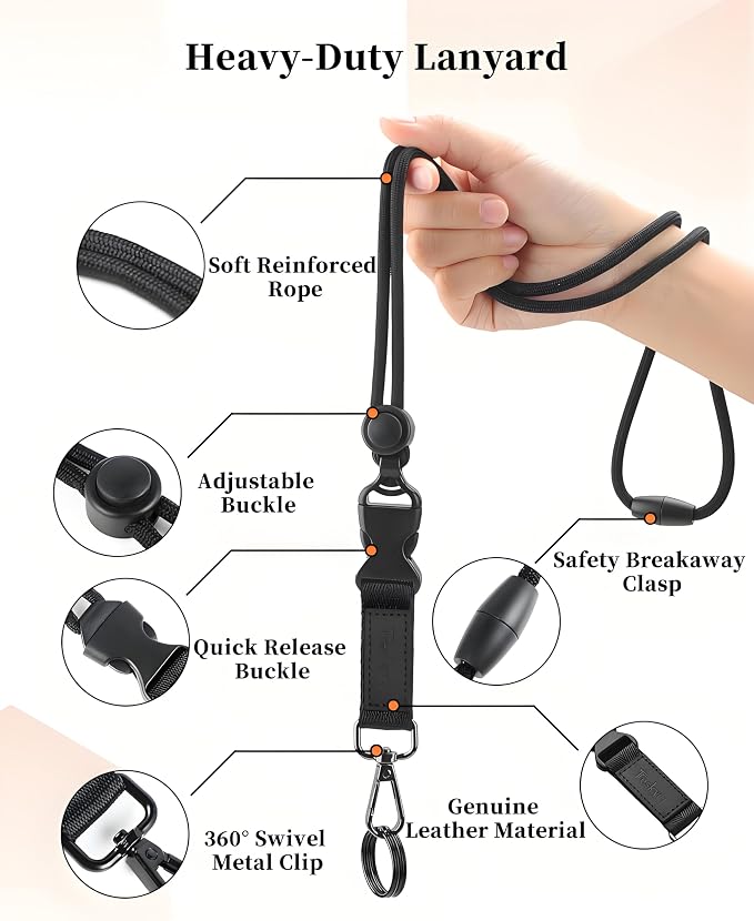 Teskyer Lanyards for ID Badges, Safety Breakaway Round Cord Lanyard - Image 2