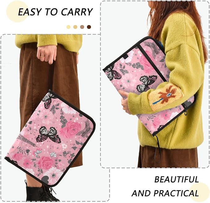 Expanding File Folder Butterfly Rose Eiffeltier Tower Paris France Accordion - Image 2