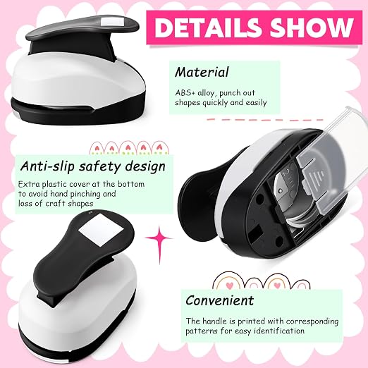 CHENGU 3 Pack Square Craft Hole Punch Corner to Corner 2, 1 and 5/8 Inch Punch - Image 3