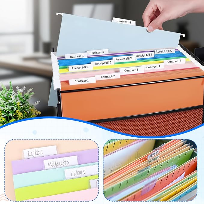 80 Pcs File Folder Tabs and 80 Pcs 2 Inch Hanging File Inserts Labels, Plastic - Image 5
