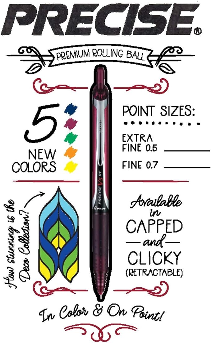 Pilot Precise V5 RT Refillable & Retractable Rolling Ball Pens, Extra Fine - Image 3