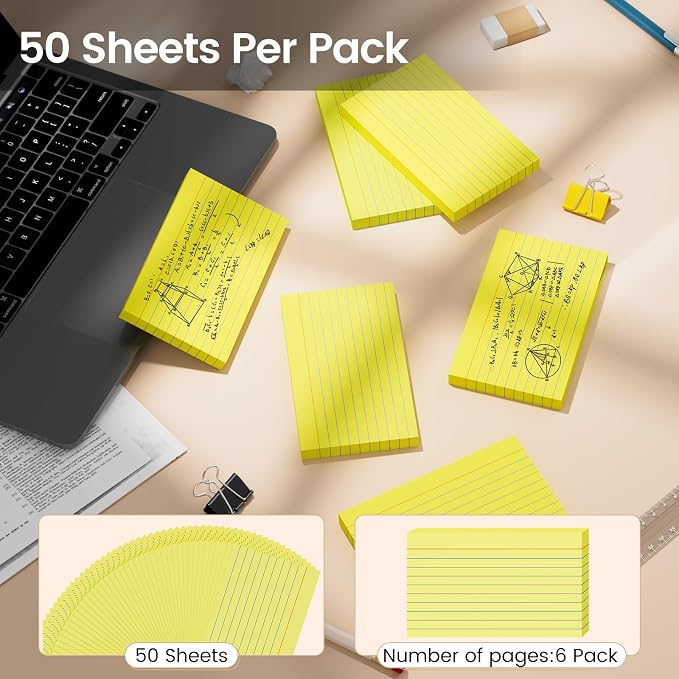 Index Cards 3x5 Inch, Flash Cards, Ruled Lined Yellow Note Cards Paper - Image 4