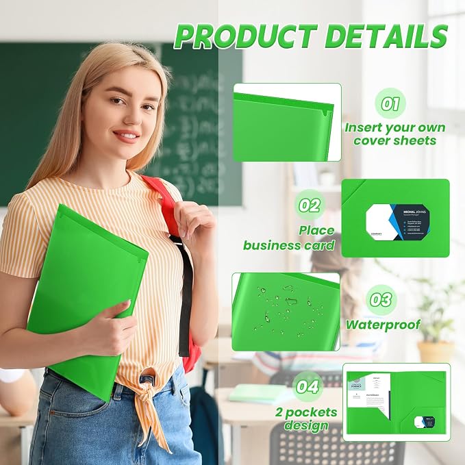 Henoyso 36 Pack Fruit Green Plastic Folders - Image 3