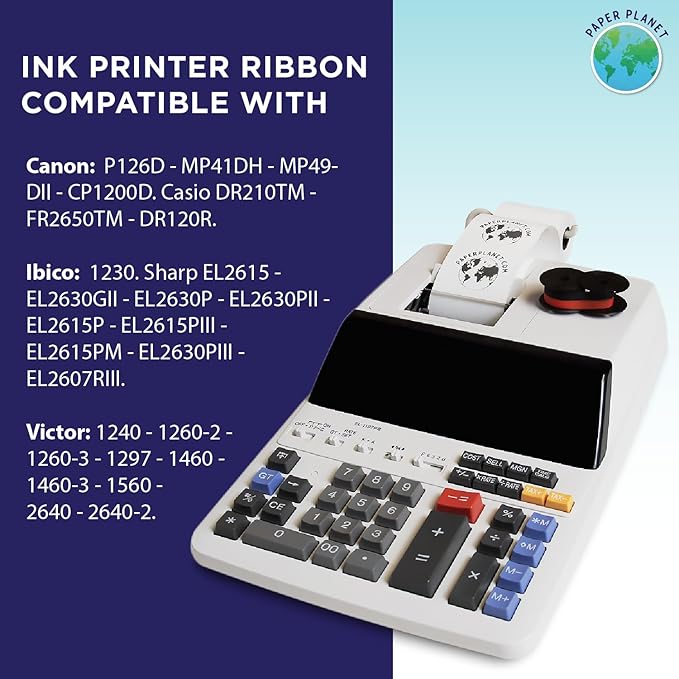 Red and Black Printing Calculator Ribbons Compatible with GR24 by Paper Planet | Replacement Adding Machine Ink Ribbon Compatible with Sharp EL 1197PIII Adding Machine | 6 Pack-DeskLoop Office