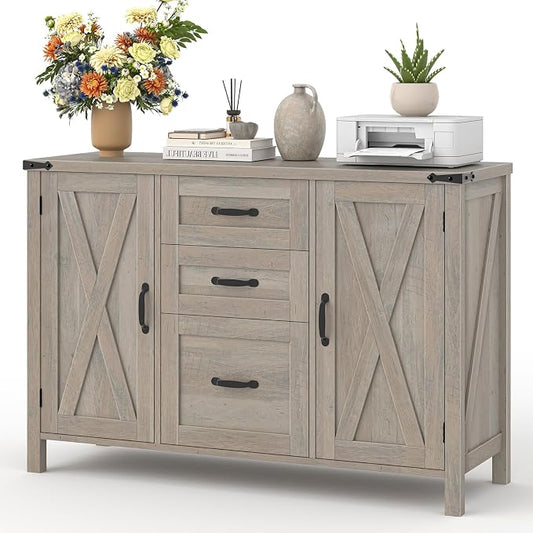 Vabches File Cabinet with 3 Drawers, Farmhouse Lateral File Cabinet Fits Files by Vabches