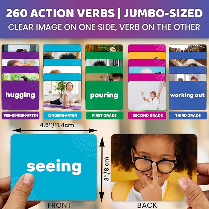 QUOKKA 260 Action Verbs Flash Cards - Image 3