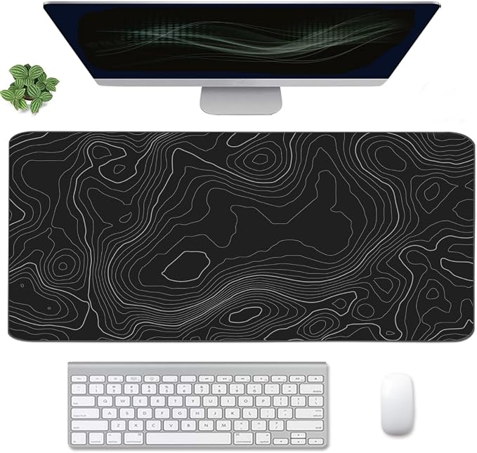 Topographic Mouse Pad, Extended Gaming, Desk Mat Laptop Waterproof Decor Writing by WBWEIRDBEAST