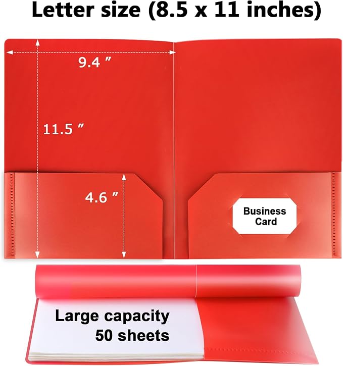 Plastic Folders with Pockets, 12 Color Heavy Duty Two Pocket Folder Business - Image 2