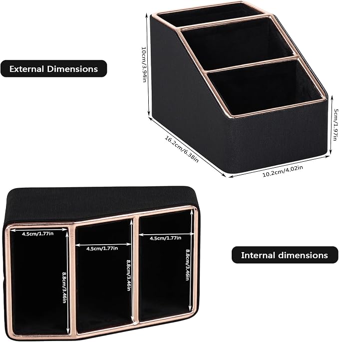 Rose Gold Edge Inlaid Leather Desktop Organizer, Remote Control Holder - Image 5