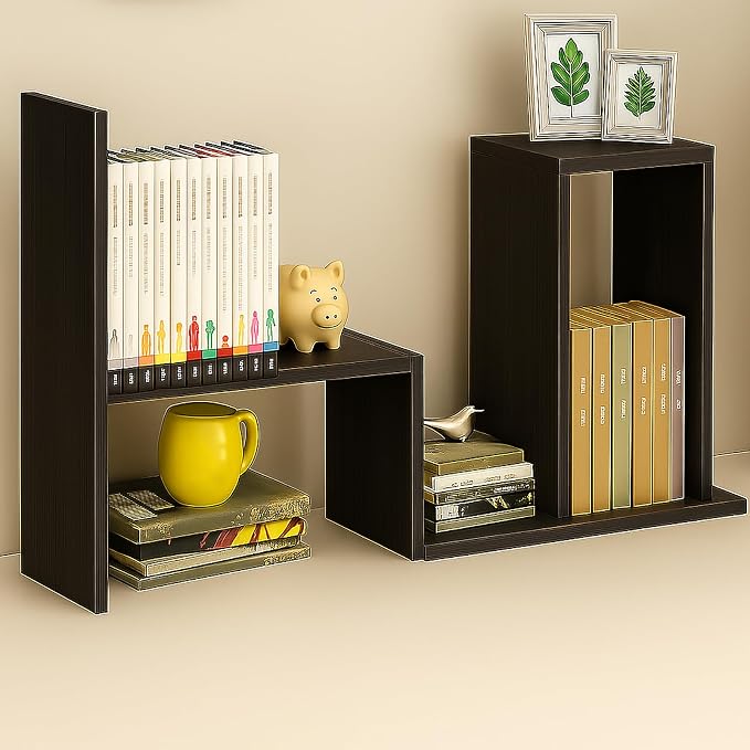 Desktop Shelf Organizer, Adjustable Wood Office Storage Rack, Counter Display - Image 6
