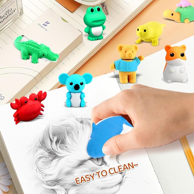 URSKYTOUS 111Pcs Animal Erasers Desk Pets - Image 6