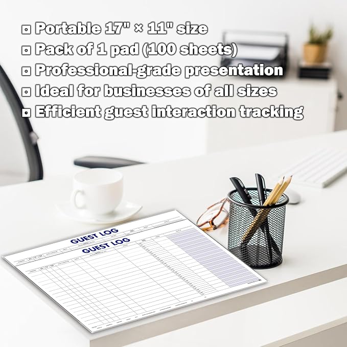 Guest Log Book for Automotive Dealerships – Customer Sign-in Tracking Log – 17" - Image 3