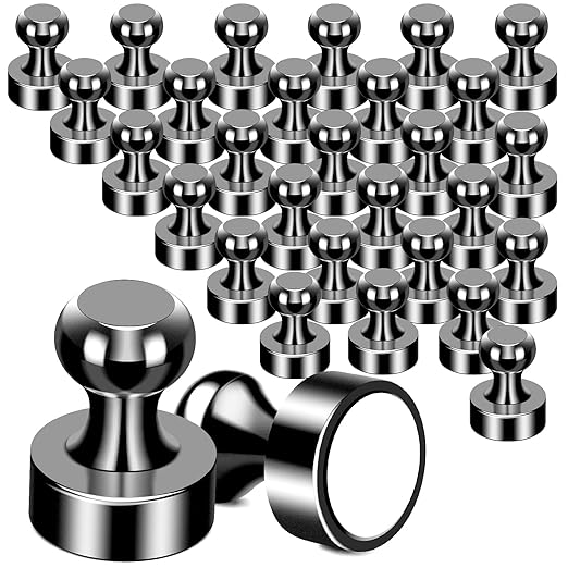 MIKEDE 30Pcs Fridge Magnets, Refrigerator Magnets Strong for Pictures, Neodymium Magnetic Push Pin Magnet Heavy Duty for Whiteboard, Office, Classroom, Locker, Whiteboard and Map Magnet-DeskLoop Office