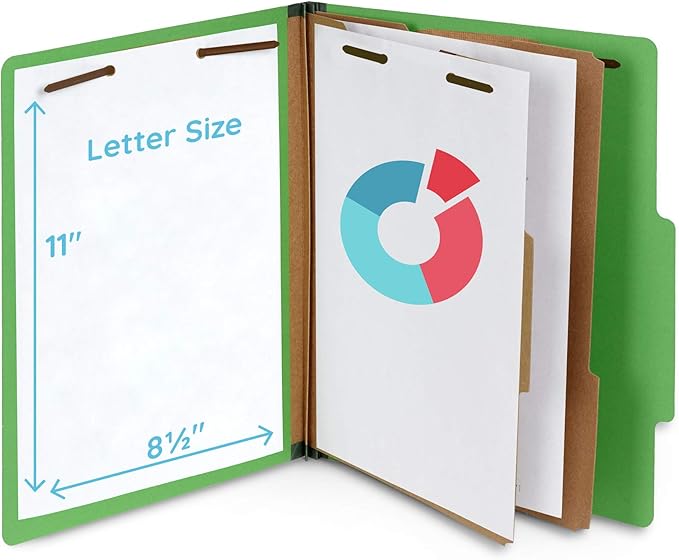 10 Green Classification Folders, 2 Divider, 2 Inch Expansions, Durable 2 Prongs - Image 2