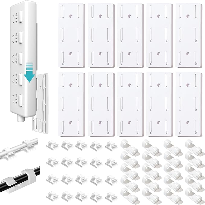 Adhesive Punch-Free Socket Holder, Self-Adhesive Power Strip Holder Wall by LOVUFIR