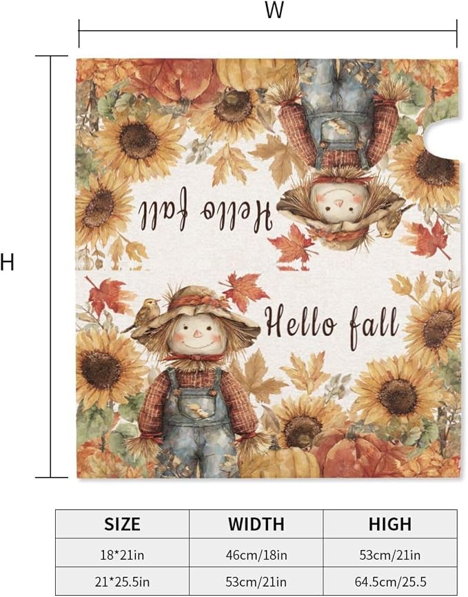 Autumn Sunflowers Scarecrow Welcome Magnetic Mailbox Cover, Fall Mailbox Wrap - Image 5