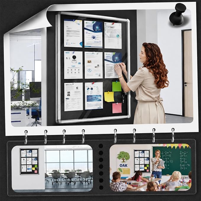 Magula 24"x18" Enclosed Bulletin Board Tamper-Proof Dispaly Case, Aluminium - Image 6