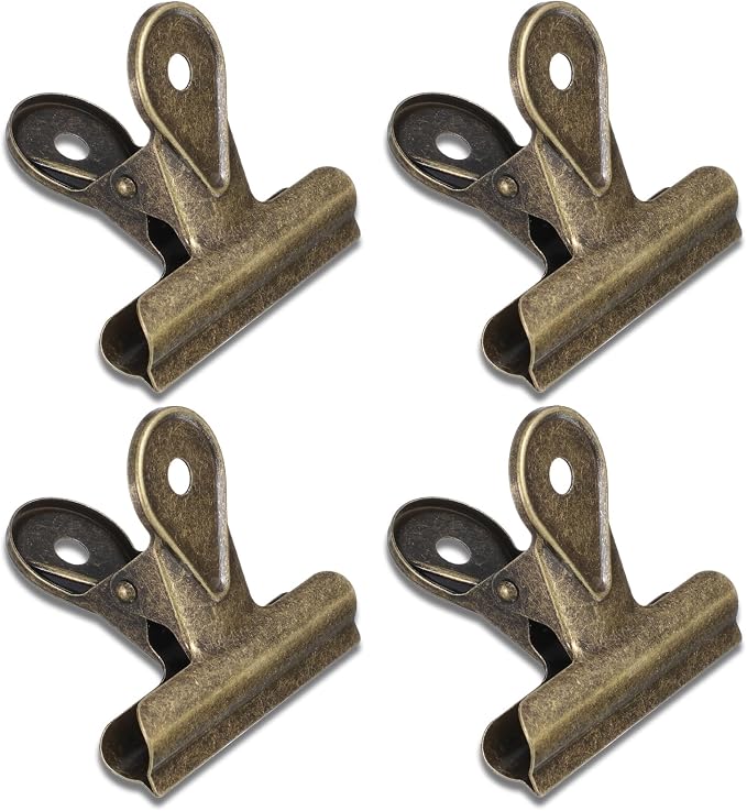 4PCS Bulldog Clips Brass Bulldog Clips Multi-Purpose Binder Food Bag Clamps Big by Unknown