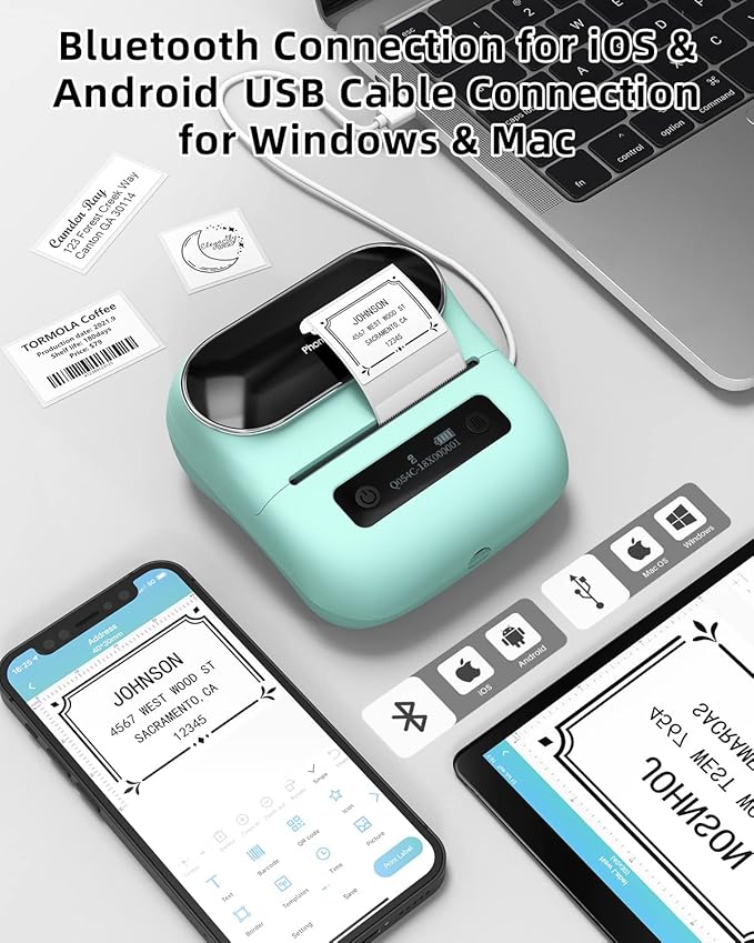 Phomemo M220 Label Maker, New Flagship 3.14 Inch Bluetooth Thermal Label Printer for Barcode, Address, Labeling, Mailing, File Folder, Portable Maker Easy to Use, Support with Smart Phone&PC-DeskLoop Office