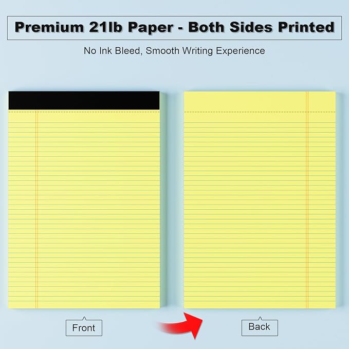 Legal Pads 8.5 x 11 College Ruled Note Pads 8.5 x 11.75 Yellow Notepad 80gsm - Image 3