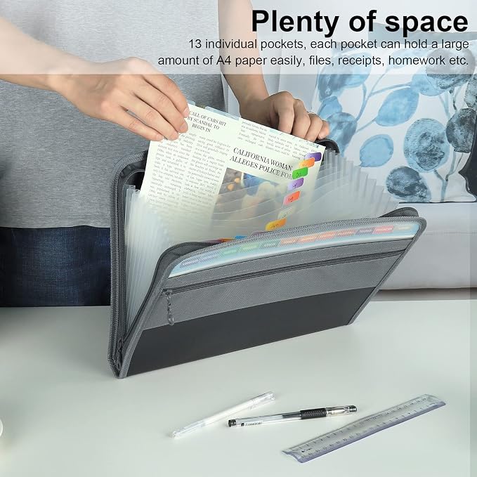 NAFY Expanding File Folders, 13 Pockets Document Organizer - Image 2