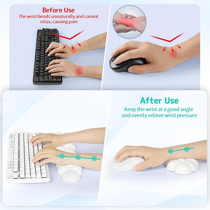 Sushret Cloud Wrist Rest Keyboard, Cloud Keyboard Wrist Pad Set - Image 3