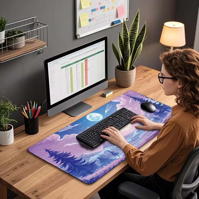 Mountain Moonlight Large Gaming Mouse Pad 31.5"x15.7"｜XXL Desk Mat, Non-Slip - Image 3