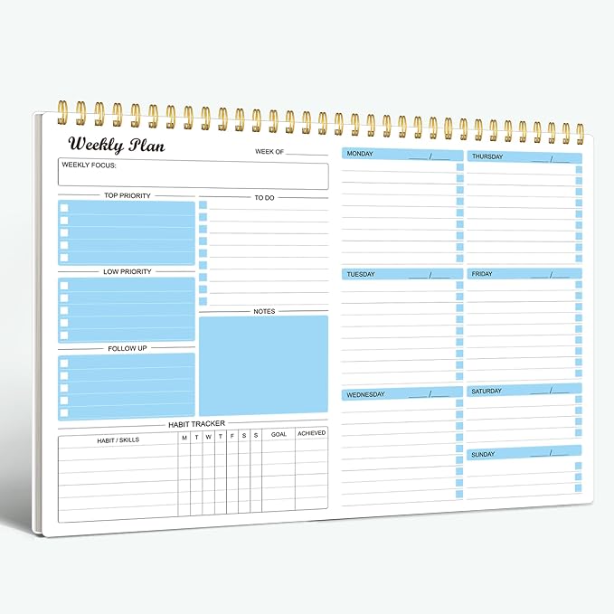 Weekly Planner Notepad Undated Weekly Schedule Planner To Do List Notebook by RegoldenBook