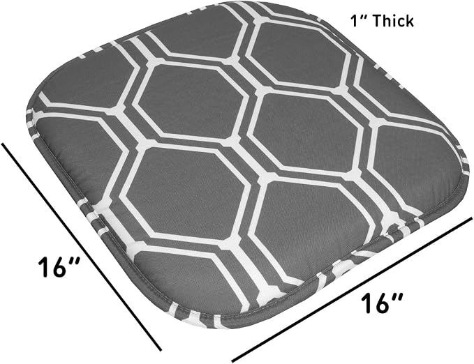 Sweet Home Collection Chair Cushion Memory Foam Pads Honeycomb Pattern Slip Non - Image 3
