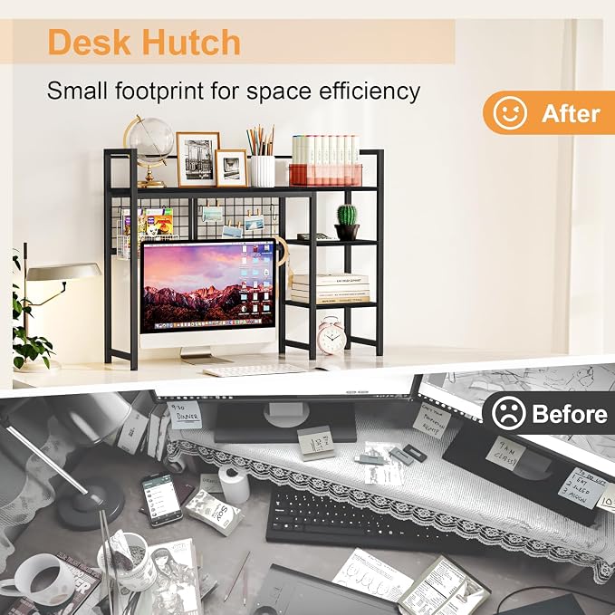 Snughome Desk Shelf, 38.6" Desktop Organizer Shelf, Desk Hutch - Image 7